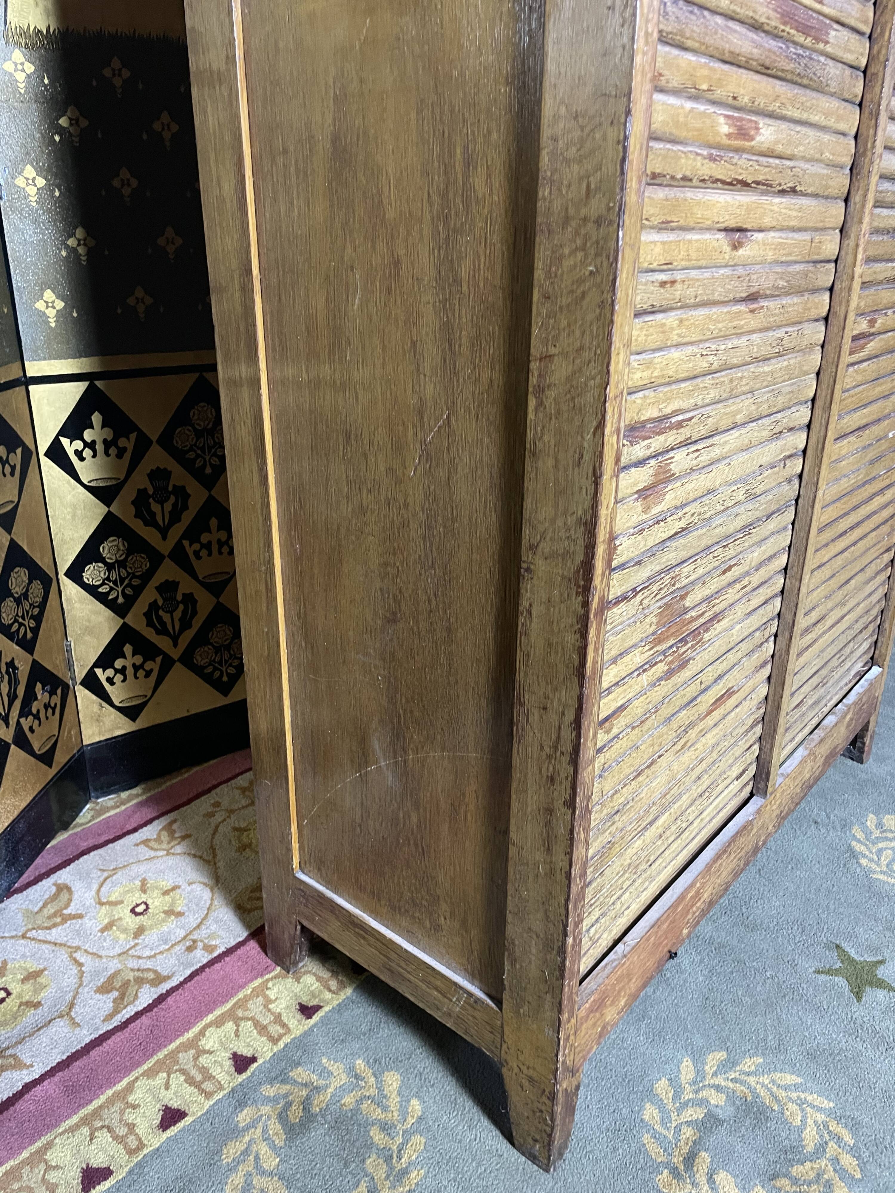 Double filing cabinet with notary curtains in solid oak 1950