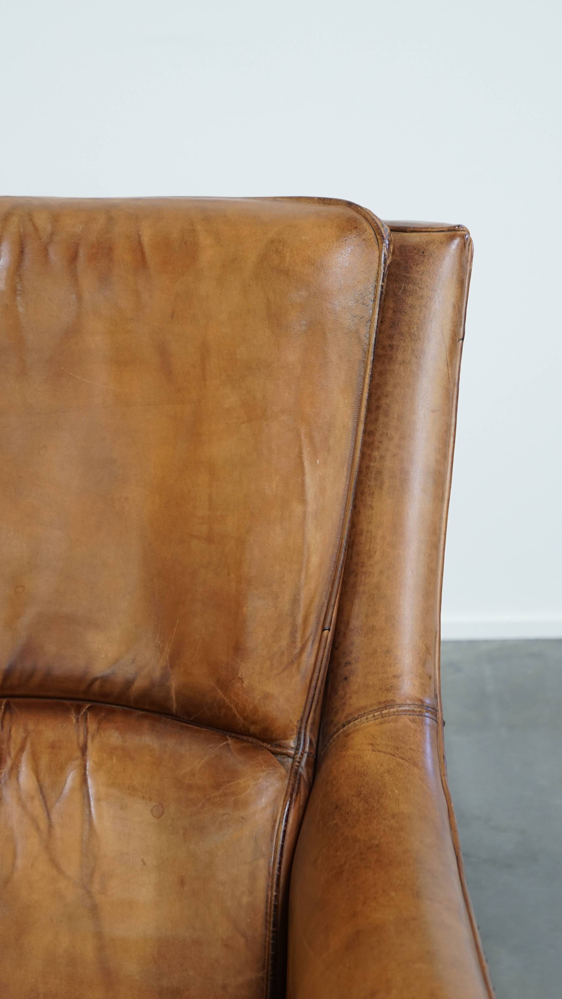 Vintage Armchair Made of Sheepskin Leather