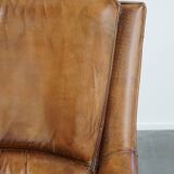 Vintage Armchair Made of Sheepskin Leather