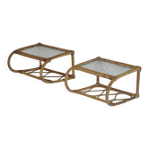Pair of rattan and glass shelves 1960