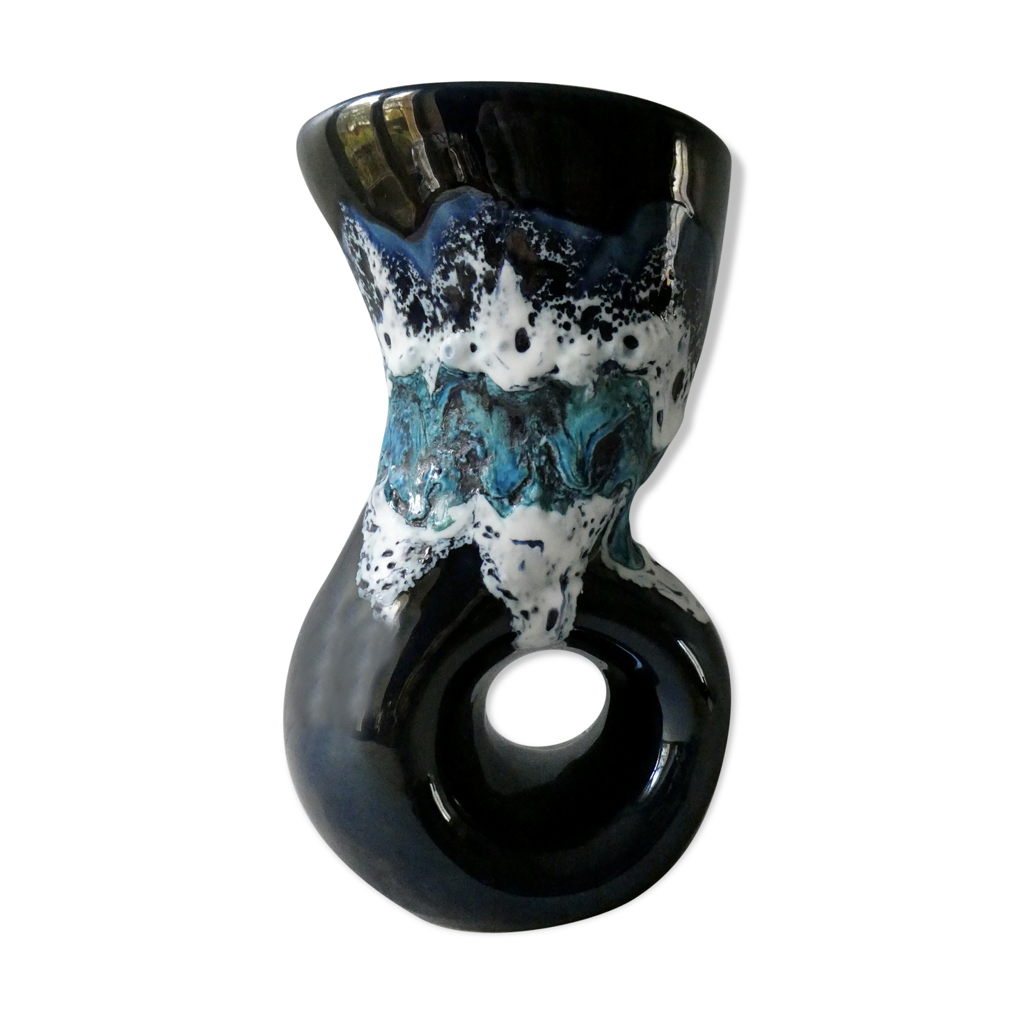 Ceramic vase fat lava, 60s