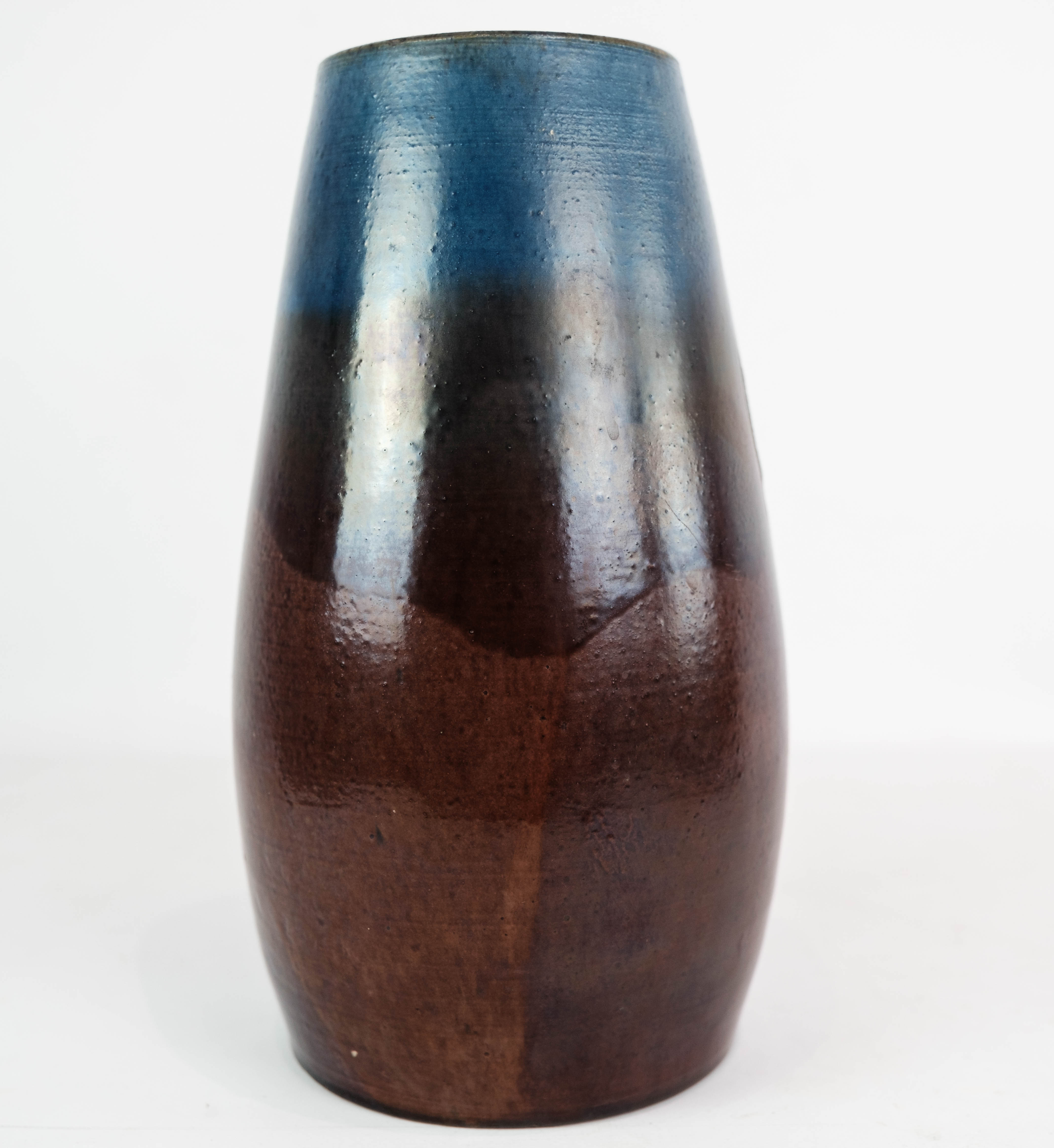 Ceramic vase with blue and brown glaze by an unknown Danish artist