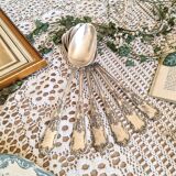 6 silver-plated metal soup spoons, 12g, art nouveau