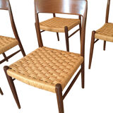 Set of 6 chairs rattan and mahogany N.Otto Moller
