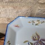 Set of 2 old square Charolles plates with flower pattern