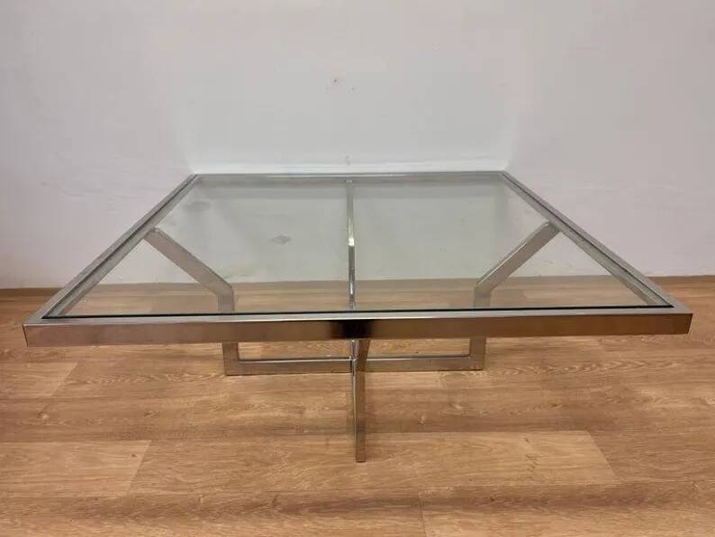 Mid century design XXL Jean Charles Maison Coffee Table Chrome - 1970s