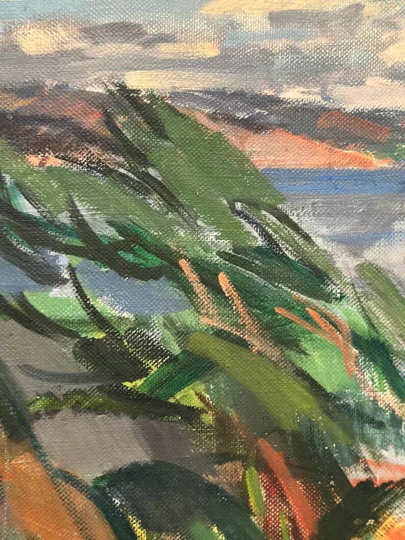 Large original Swedish oil on canvas – "Rocky Shore" – Signed – vintage and framed – 91 × 70 cm (35.8 in × 27.6 in)