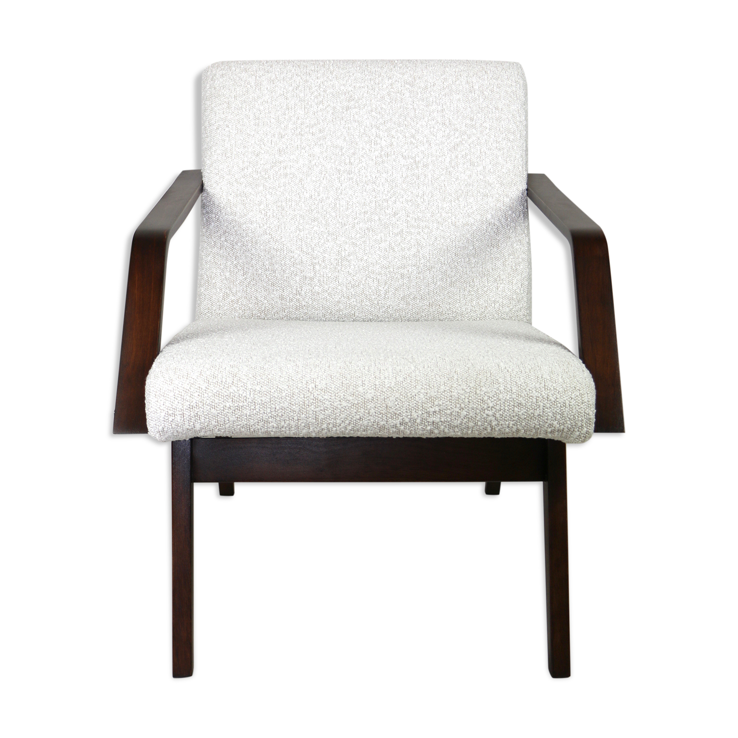 Vintage white Boucle Club Armchairs, 1970s