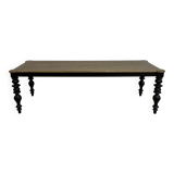 Table à manger classique en bois, pieds noirs, 12 couverts