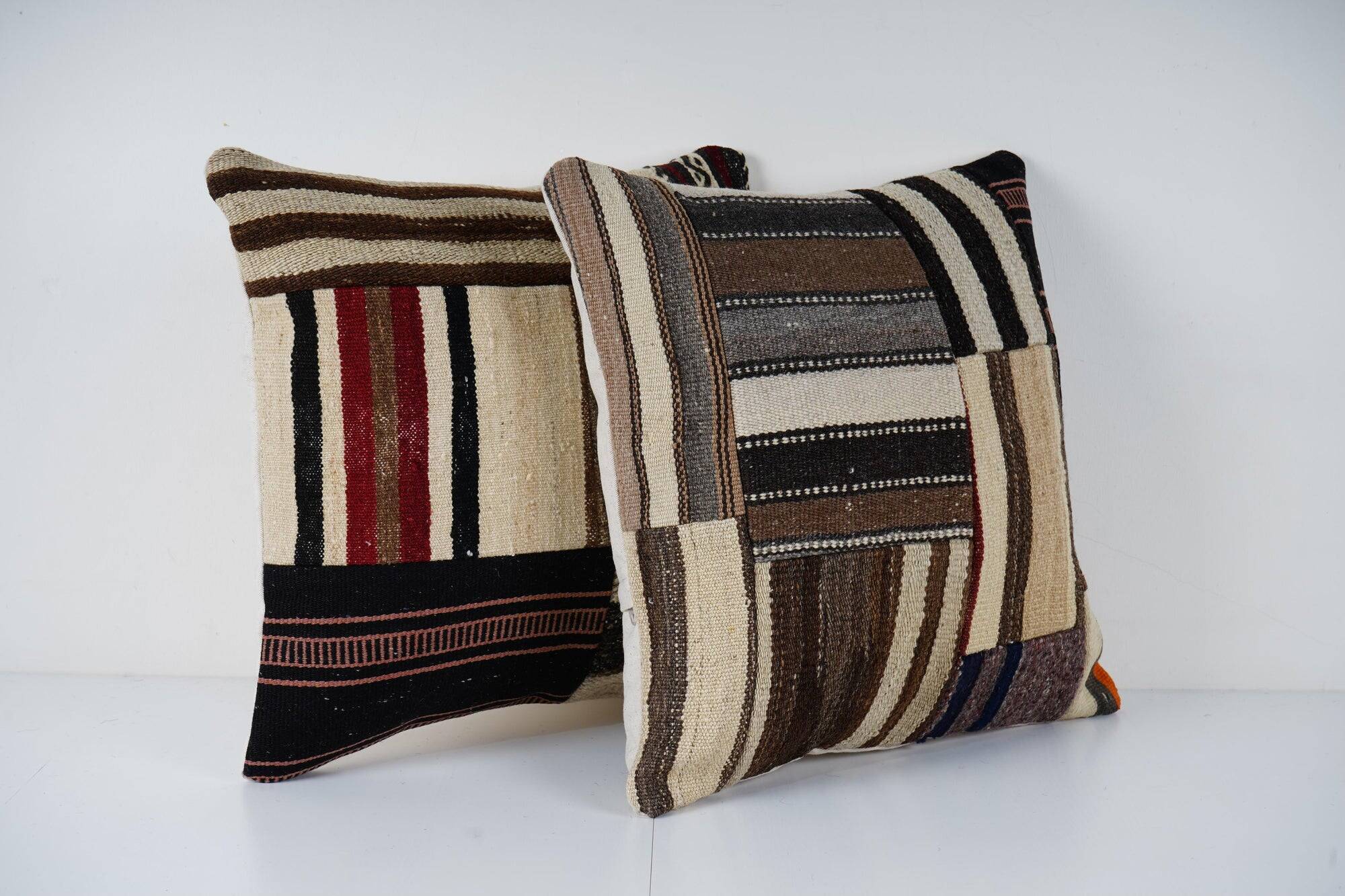 Set of 2 vintage kilim cushion covers 48x48 cm