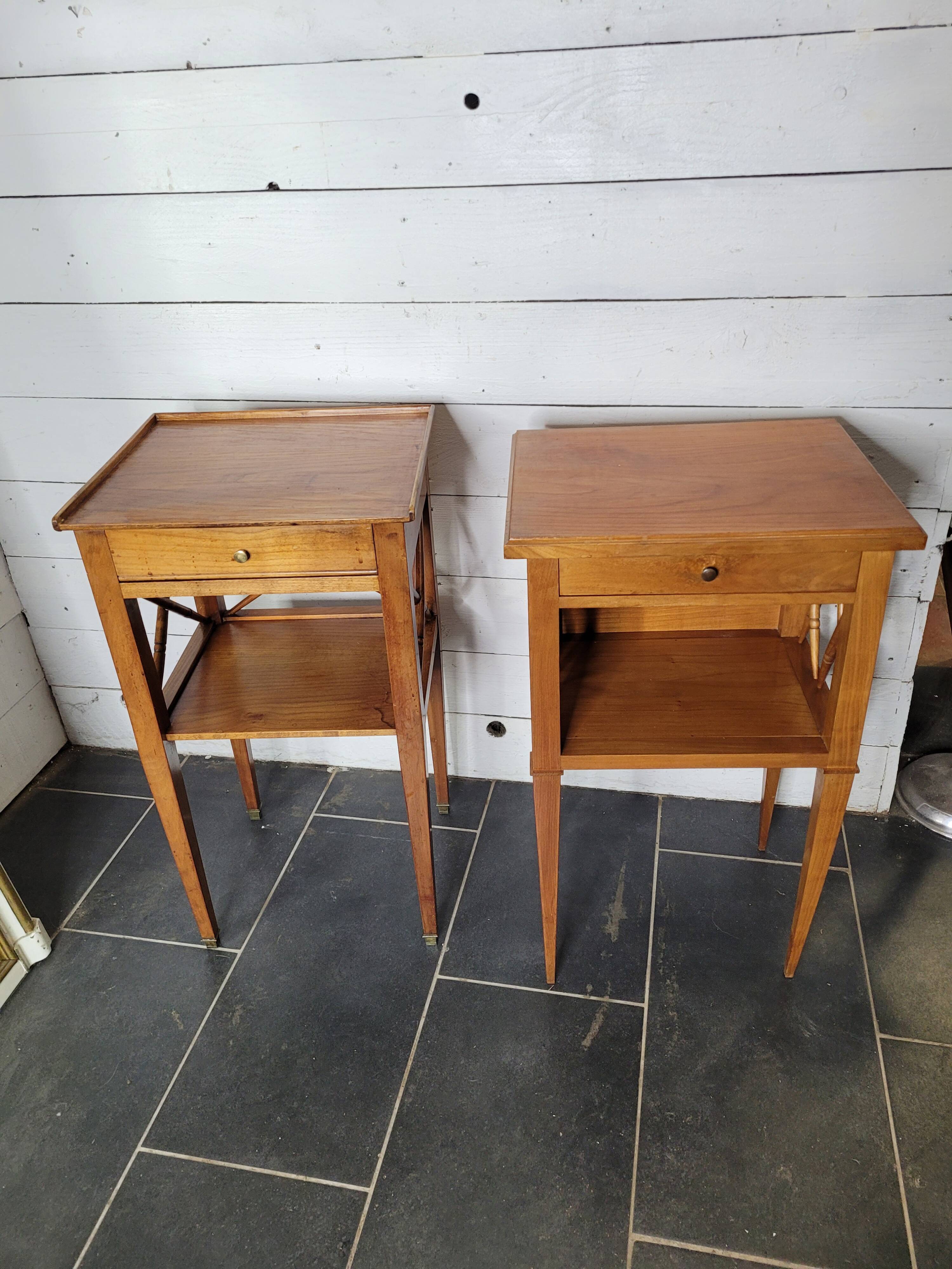 Pair of bedside tables with cherry wood lattices