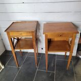 Pair of bedside tables with cherry wood lattices