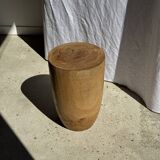 Stool, side table, cylindrical solid mango wood end table.