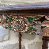 Console half moon carved wood 1970