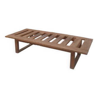 Old box spring / bench with oak slats, 1950