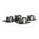 set of 4 stackable stainless steel coffee cups with saucers