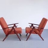 Mid Century Easy Chairs Model B 310 Var in Rusty Brown Boucle
