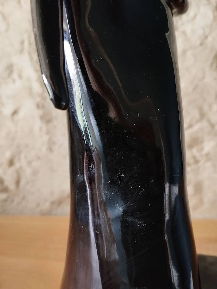 Art Deco statuette of a woman – Elegant dancer – Black earthenware – 1950s