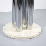 Italian marble dining table, chrome steel and glass, 70s