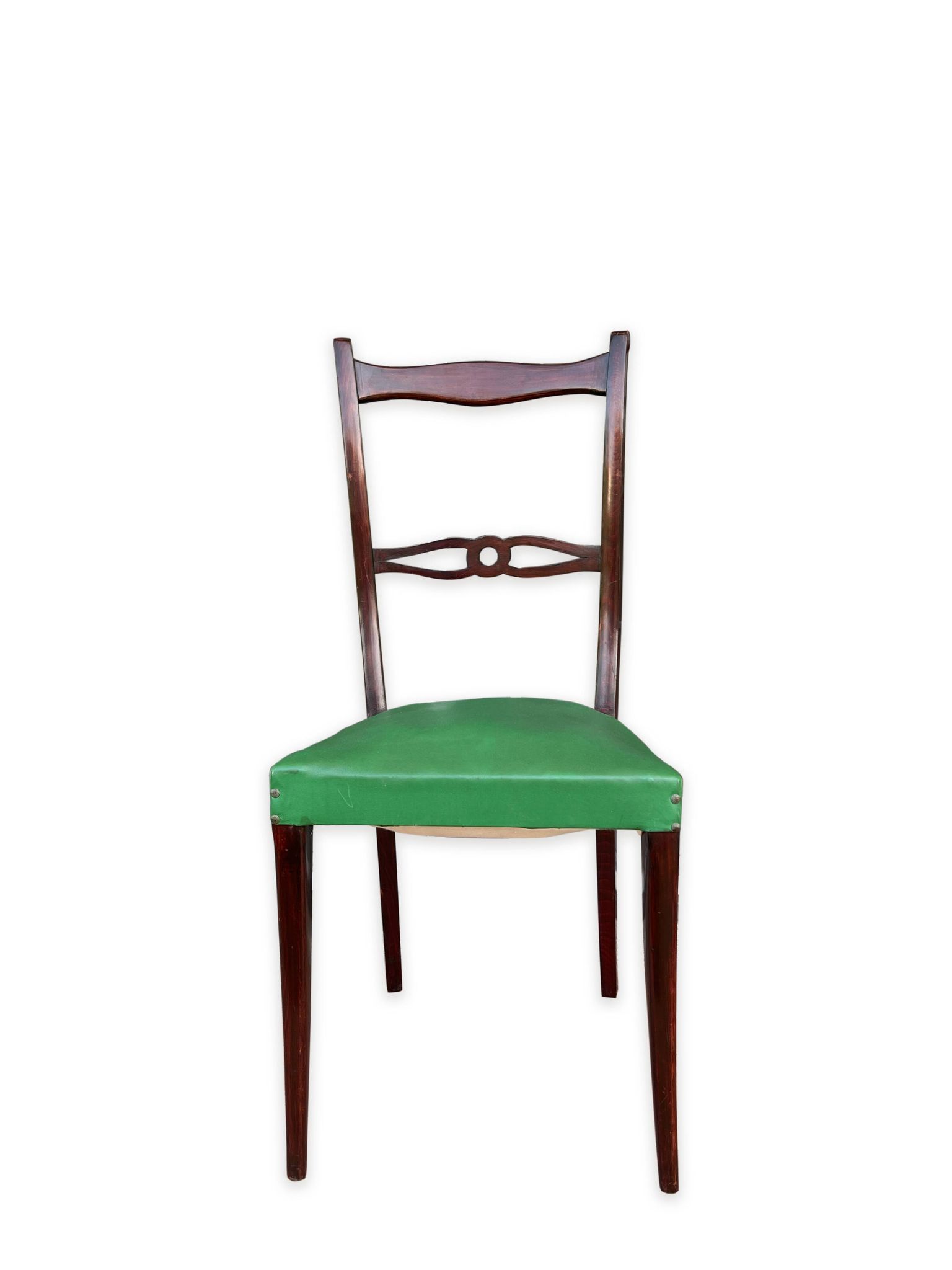 Ensemble italien de six chaises vintage noires et vertes 1960