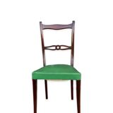 Ensemble italien de six chaises vintage noires et vertes 1960