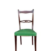Ensemble italien de six chaises vintage noires et vertes 1960