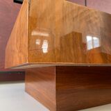 Square coffee table in elm magnifying glass 70s