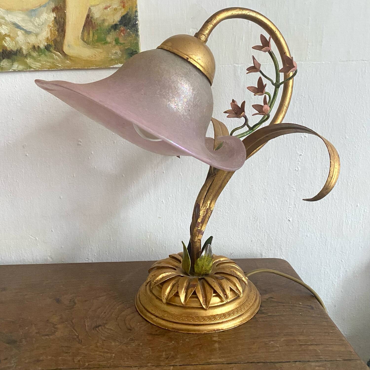 Vintage flower and foliage lamp, Italy, 1960s