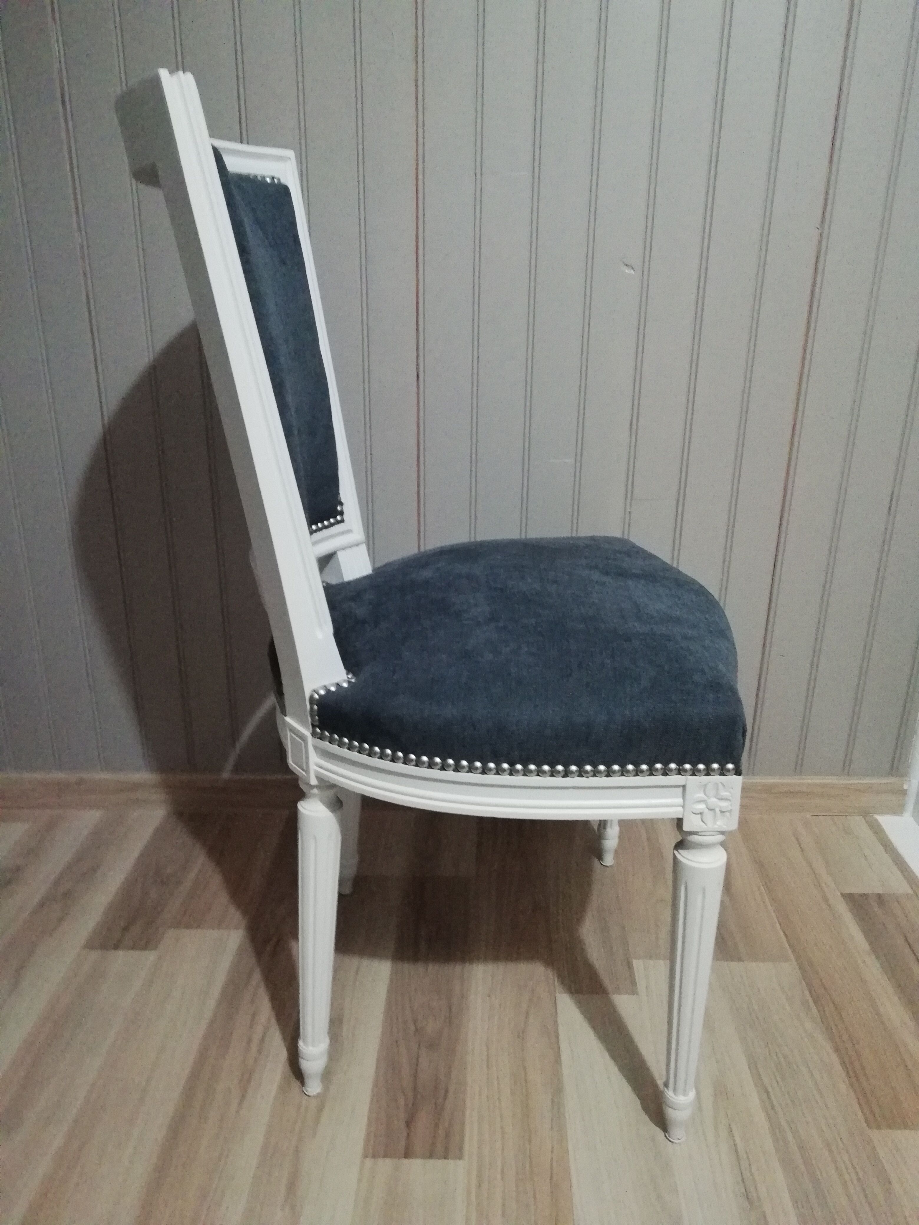 Fully restored grey Louis XVI style chairs