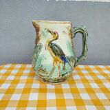 Wasmuel style slip pitcher heron decoration