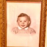 Frame from the 1920s - 1930s, colorized drawing of a toddler