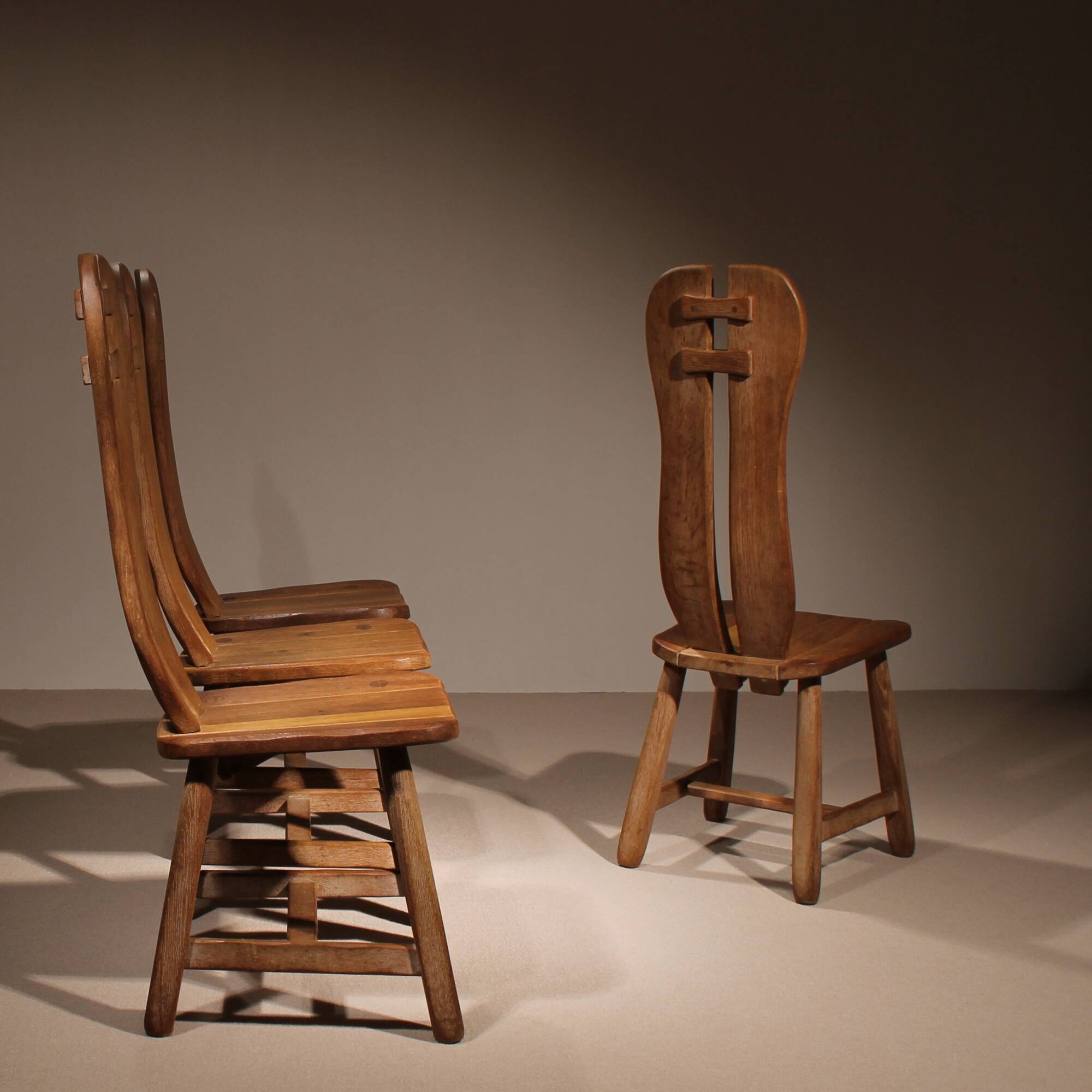 Four Brutalist Dining Chairs by De Puydt | Belgium 1970s