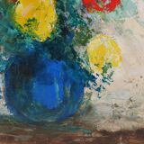 Nubar BEDROSSIAN (1926-1992) "Still life with bouquet" Oil on panel signed