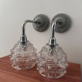 Pair of chrome wall lights