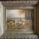 Impressionist painting "Shepherd and his sheep" 19th century signed Barbizon