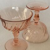 Set of 2 champagne glasses Luminarc Rosaline cocktail 70s
