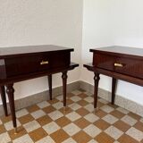 Scandinavian style varnished wood bedside tables from the 60s (X2)