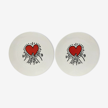 Plates by Keith Haring, 1990s, Set of 2