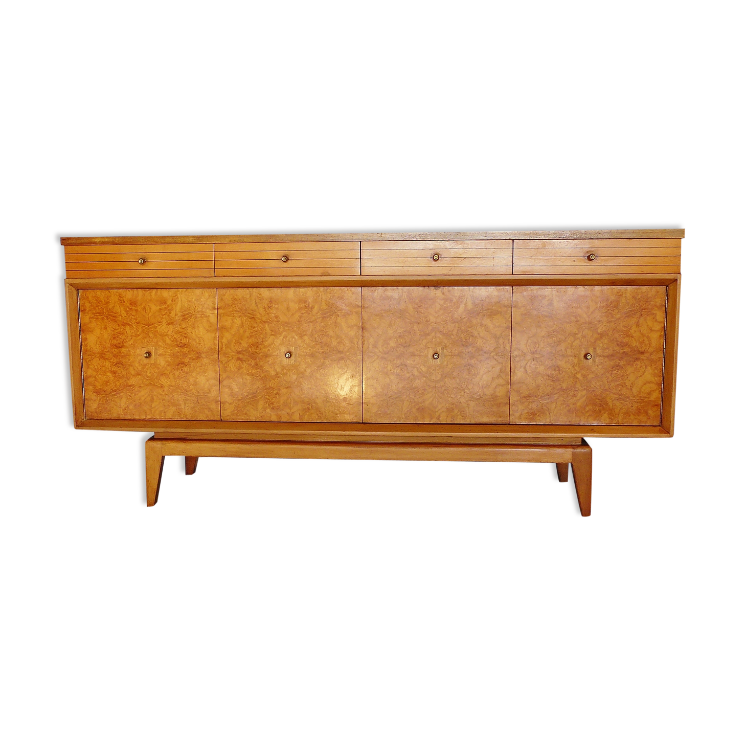 Scandinavian sideboard of blond wood and teak
