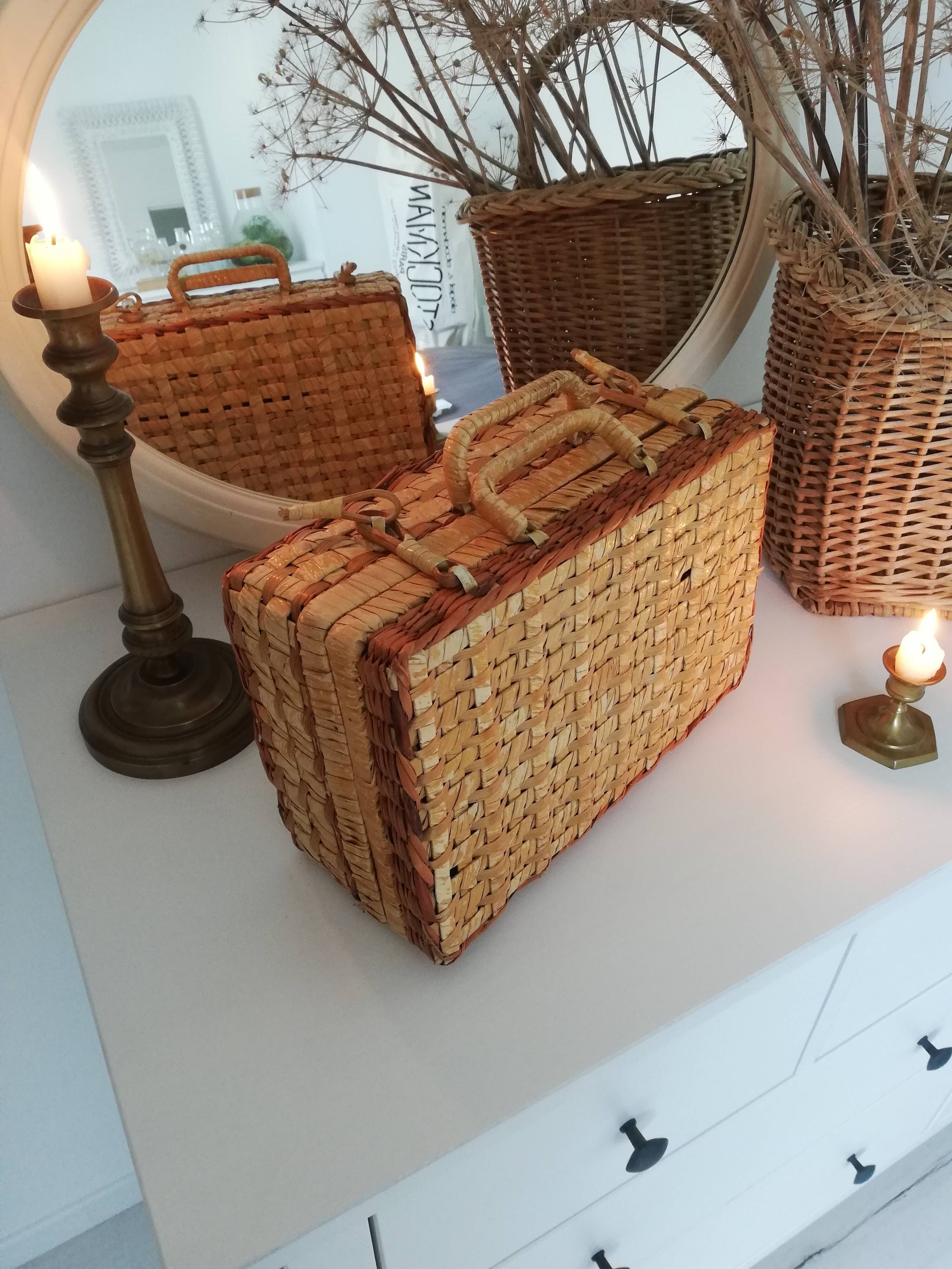 Vintage wicker suitcase