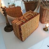 Vintage wicker suitcase