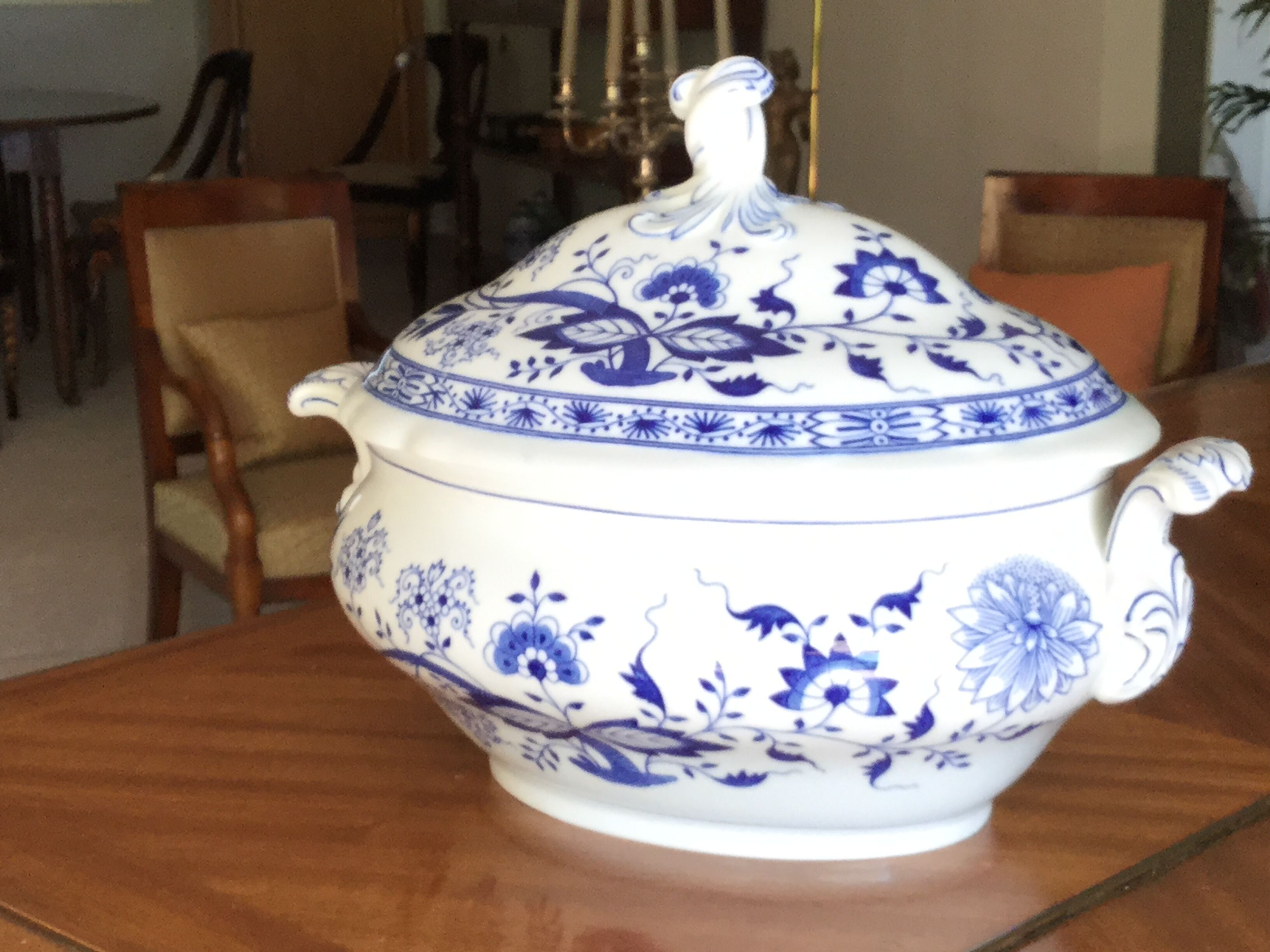 Cobalt blue porcelain soup dish