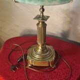 1930s bronze and brass desk lamp 39x22 superb glass lampshade elec ok