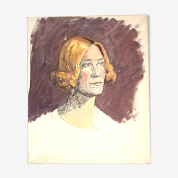 Tableau portrait de femme à l'huile noucentisme catalan 1910/1920