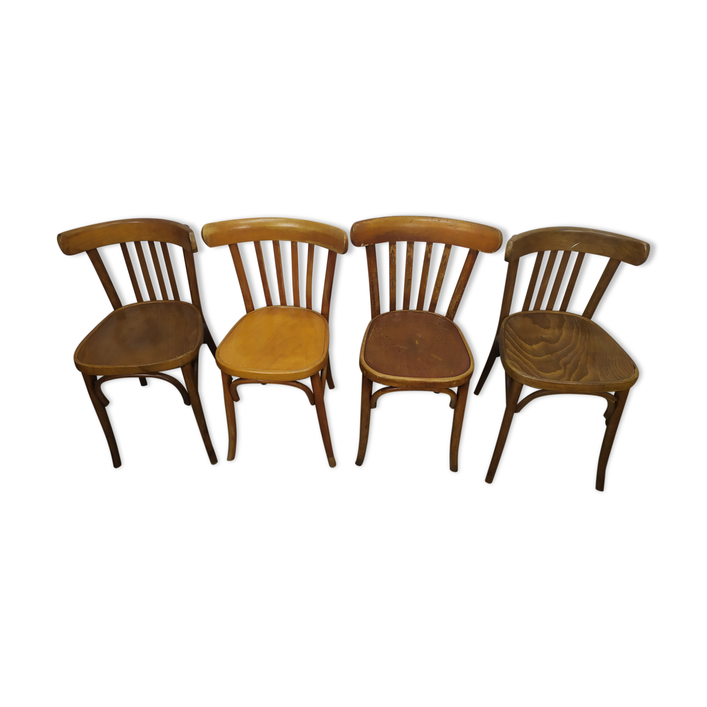 Set of 4 vintage wooden bistro chairs
