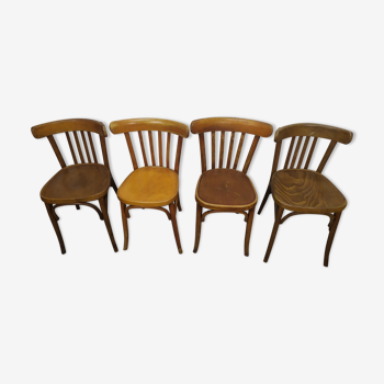 Lot de 4 chaise de bistrot en bois vintage