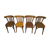 Set of 4 vintage wooden bistro chairs