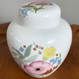 Wedgwood « Meadow Sweet » Pot de gingembre, porcelaine tendre avec motif de fleurs roses et bleues, fabriqué en Angleterre