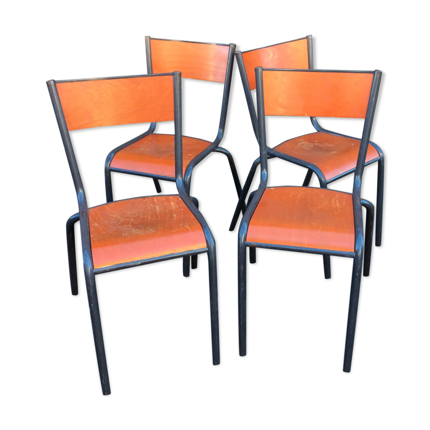 4 industrial school chairs Mullca