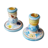 2 hand painted candle holders